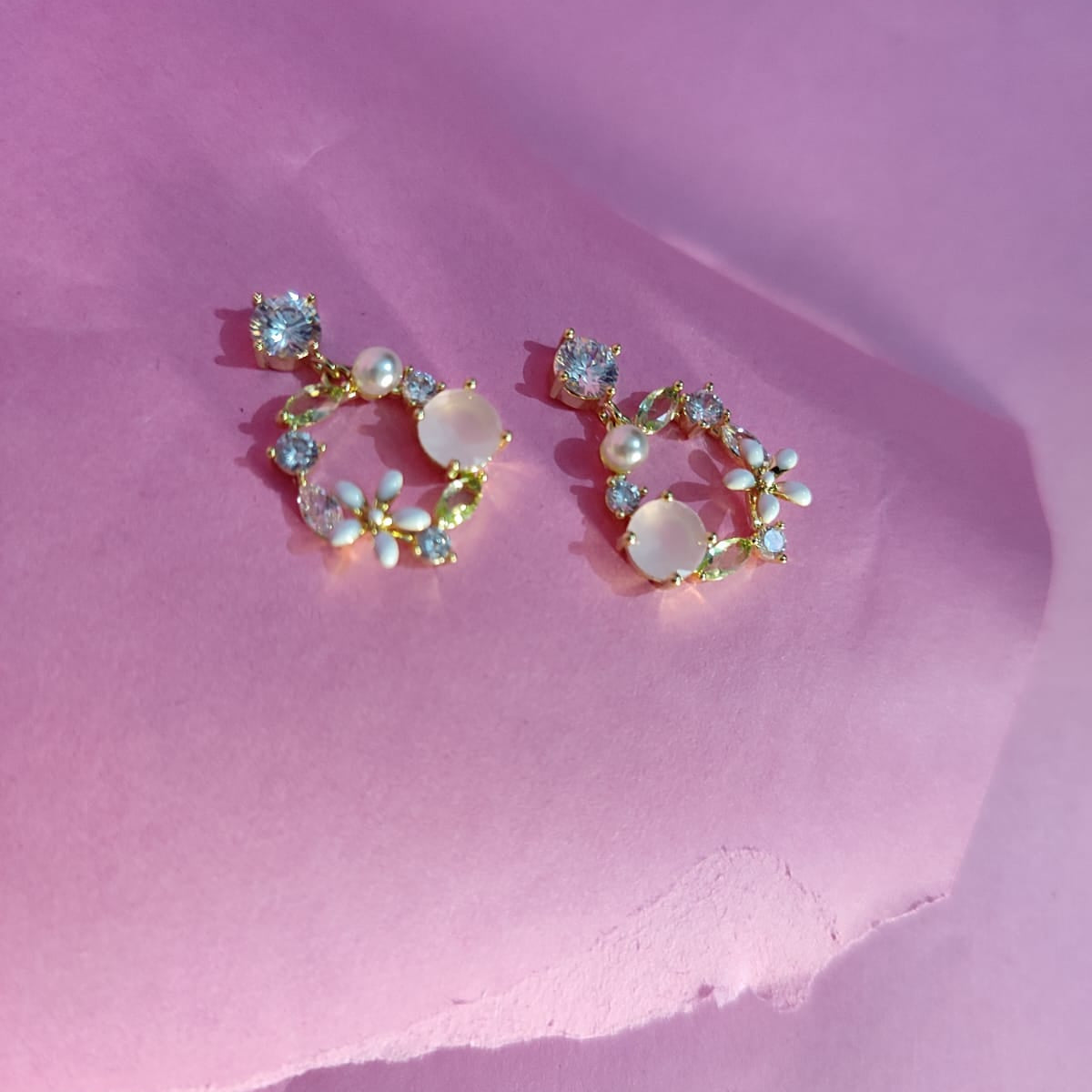Floral Hoop Stud Earrings