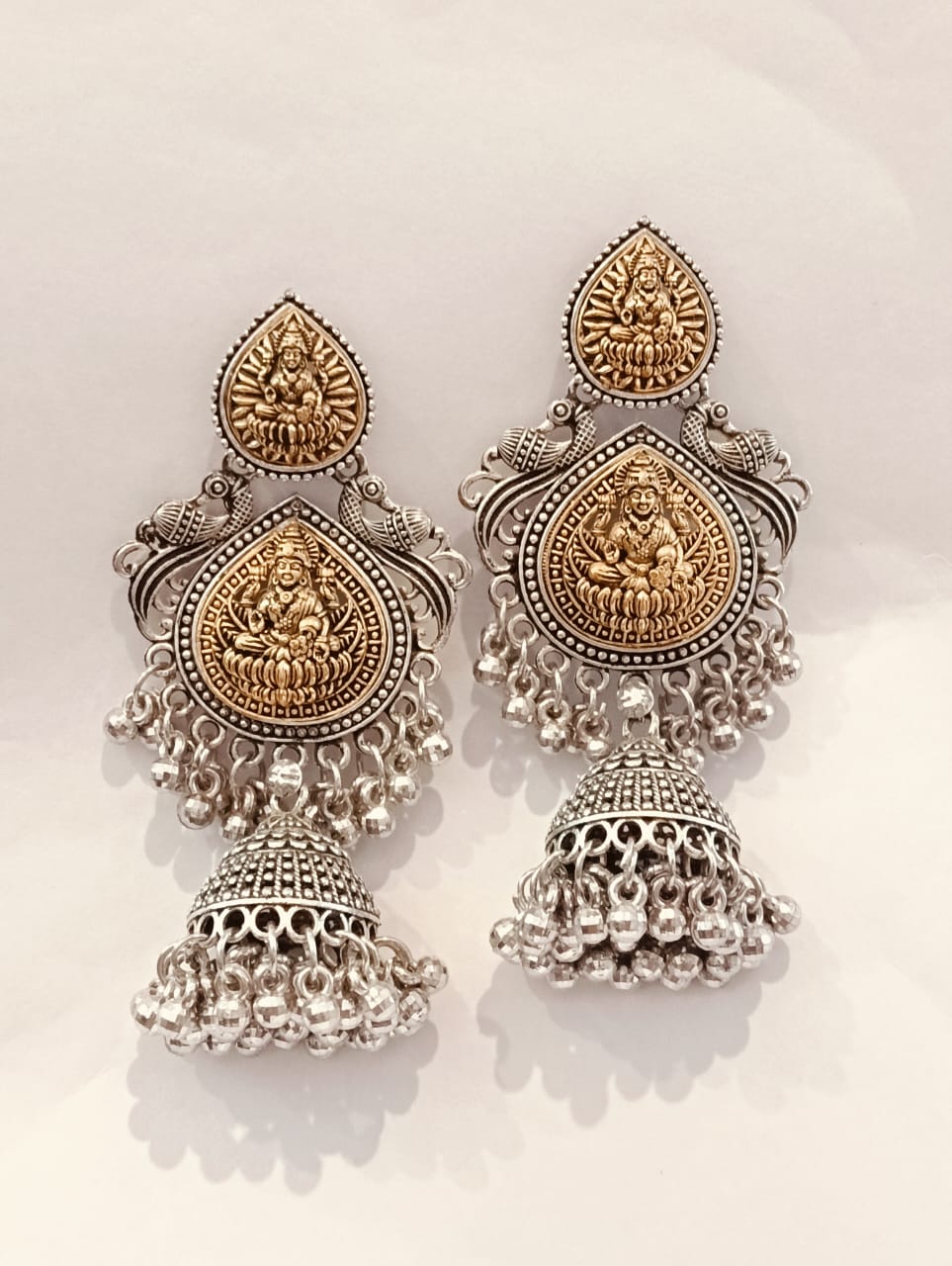 Traditional Oxidized Temple Jhumka Earrings for Women