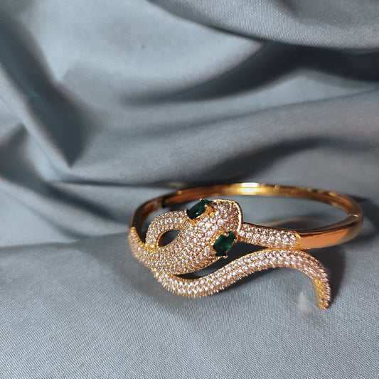 Green Emerald  Studded Snake Bracelet