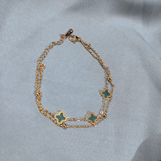 Elegant Dual-Layer Clover Charm Bracelet