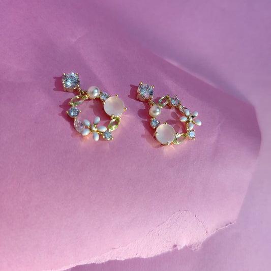 Floral Hoop Stud Earrings