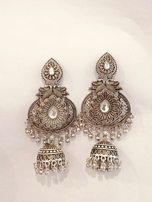 Oxidised Silver Jhumka Earrings for Navratri & Ethnic Wear