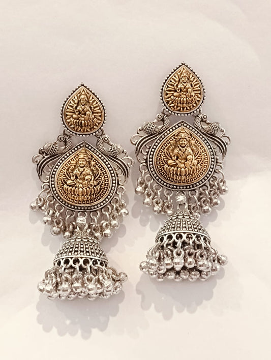 Traditional Oxidized Temple Jhumka Earrings for Women